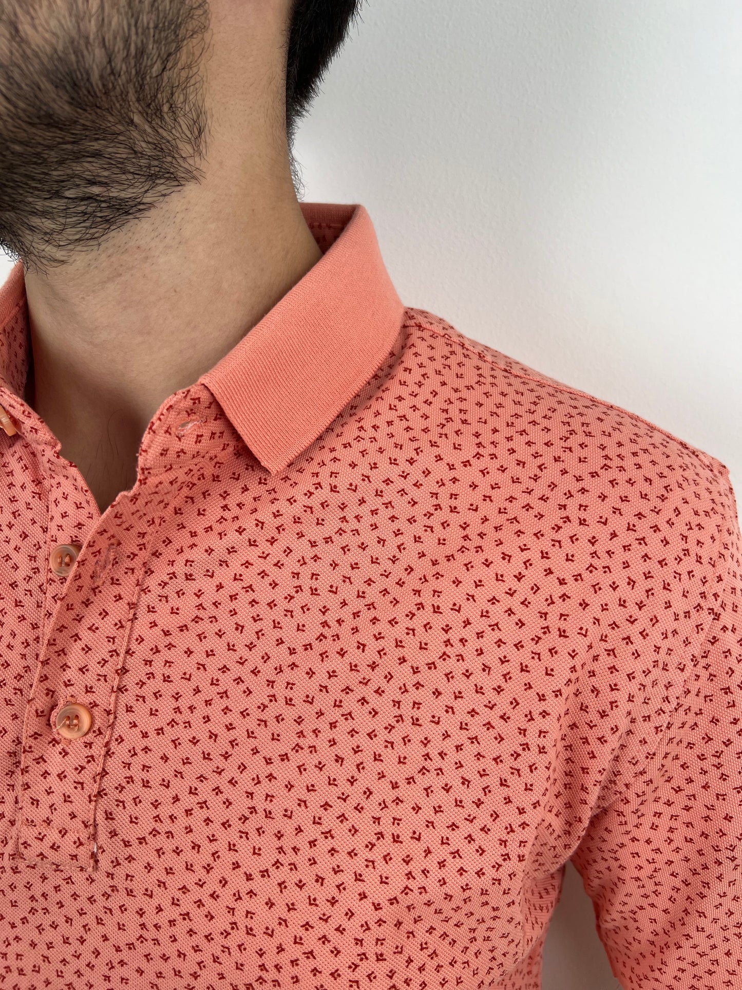 PATTERNED SALMON POLO