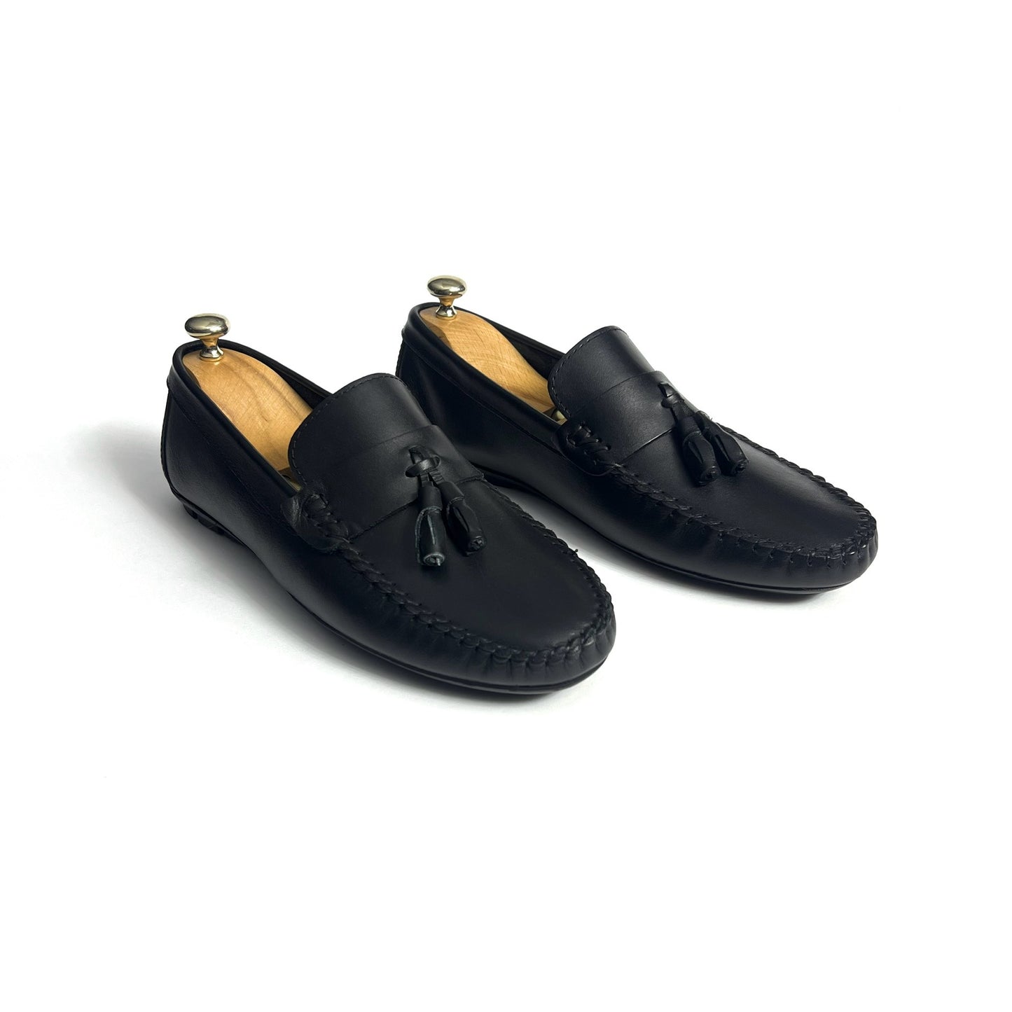 Black leather Tassels Moccasin