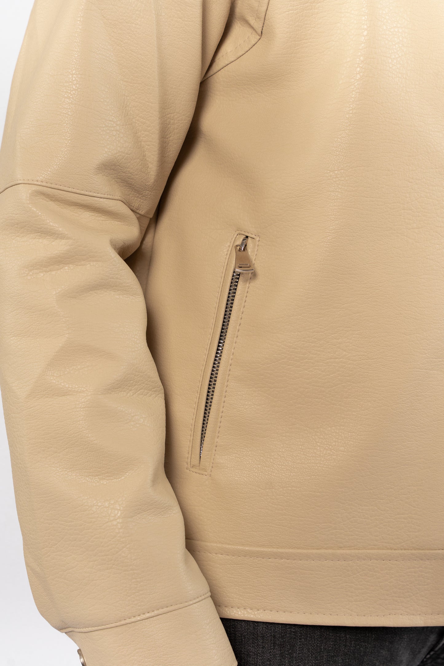 BEIGE TIMELESS LEATHER JACKET