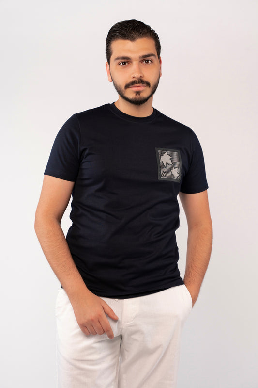 NAVY LEAF TSHIRT