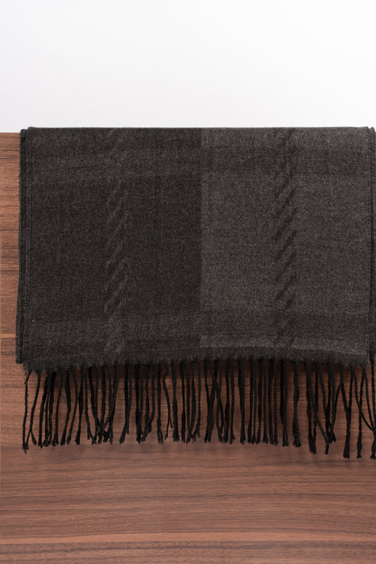 GREY TEXTURED CASHMERE SCARF