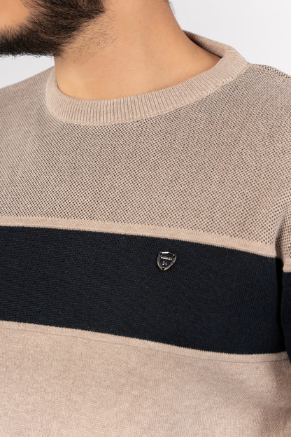 DARK BEIGE CASUAL KNITTED SWEATER