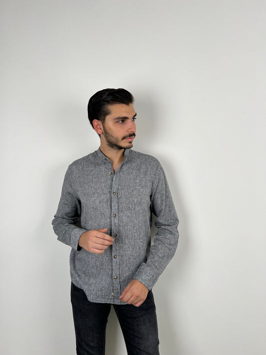 CHINESE LINEN SHIRT GREY