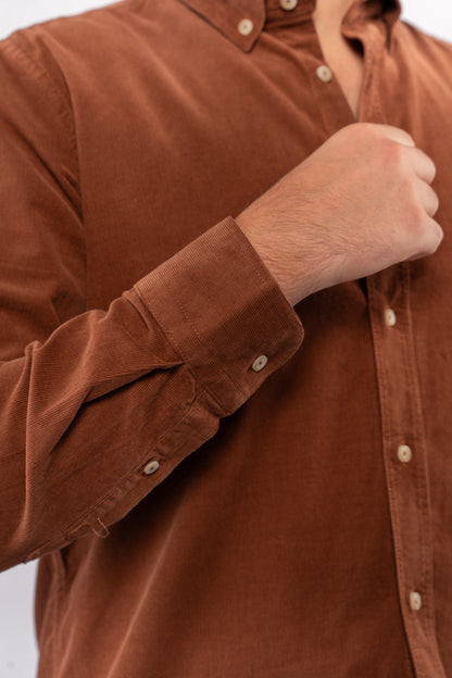MOCHA ELEGANCE VELVET SHIRT