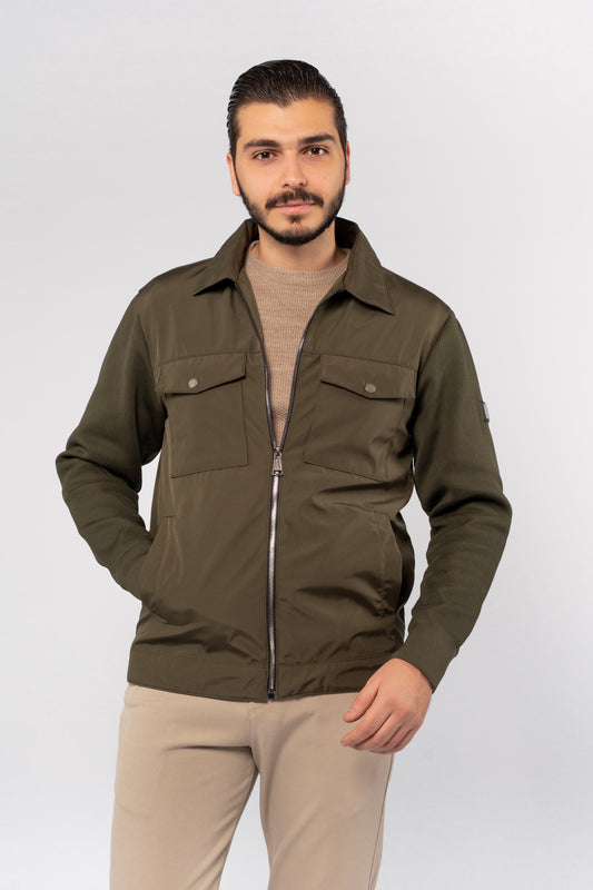 OLIVE CASUAL QUILTED JACKET