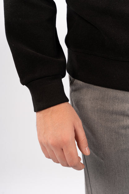 BLACK BUTTON POLO SWEATER