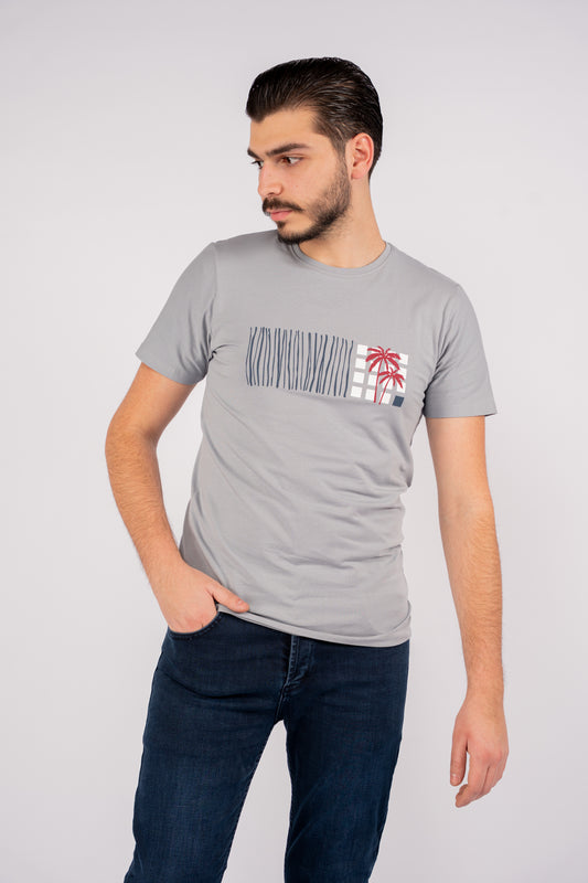 BLUE GREY PALMS TSHIRT