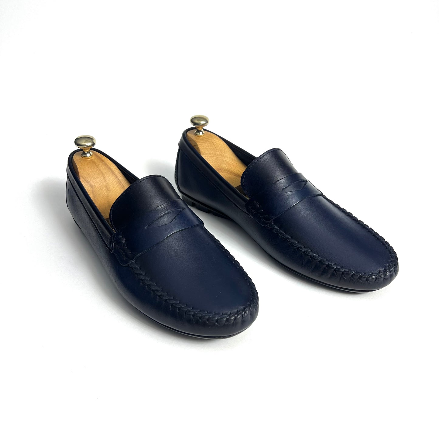 Navy Leather Penny Moccasin