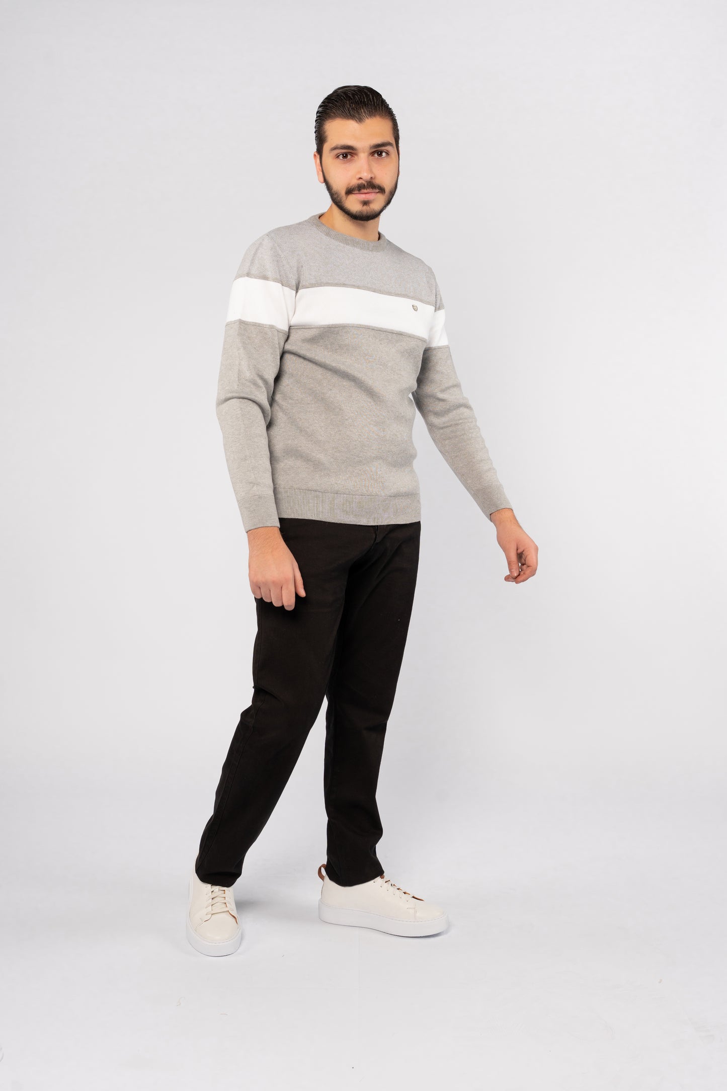 GREY CASUAL KNITTED SWEATER