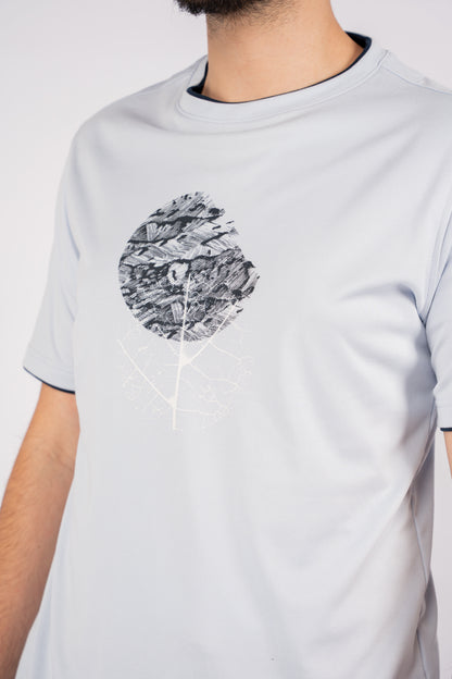 BLUE DOUBLE NECKLINE MERCERIZED TSHIRT
