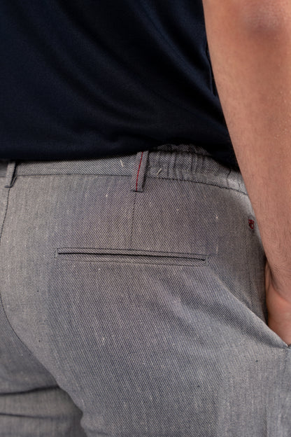 NAVY SEMI LINEN TROUSERS