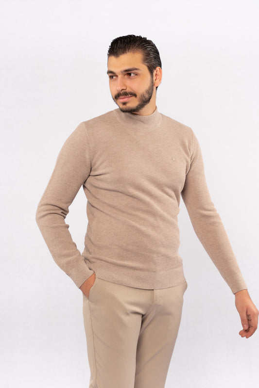 BEIGE HIGHNECK SWEATER