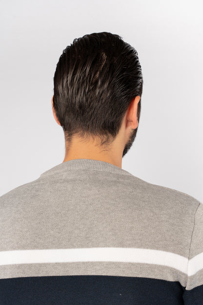 GREY DOUBLE LINE SWEATER