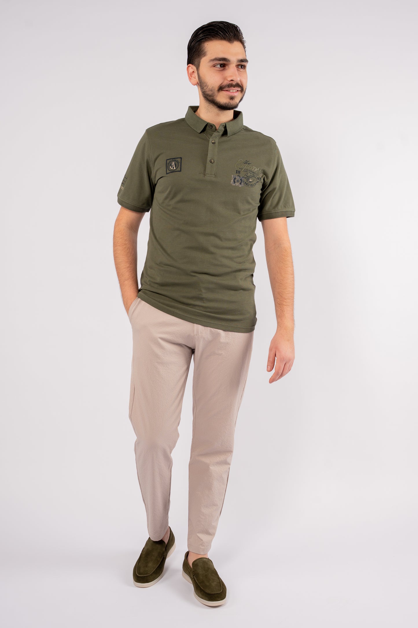 OLIVE RETRO POLO