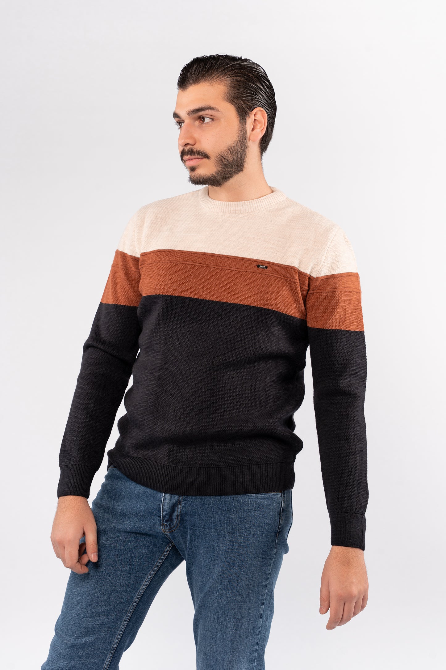 NAVY URBAN TRICOLOR SWEATER
