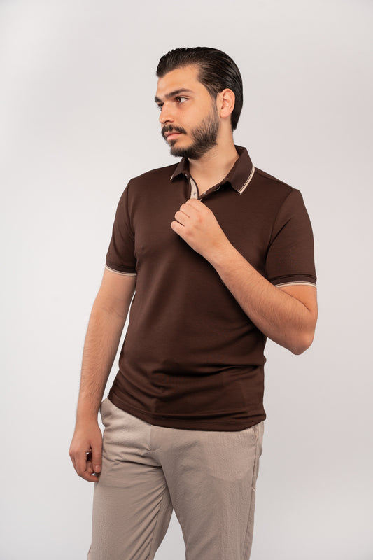 BROWN CLIP BUTTON POLO