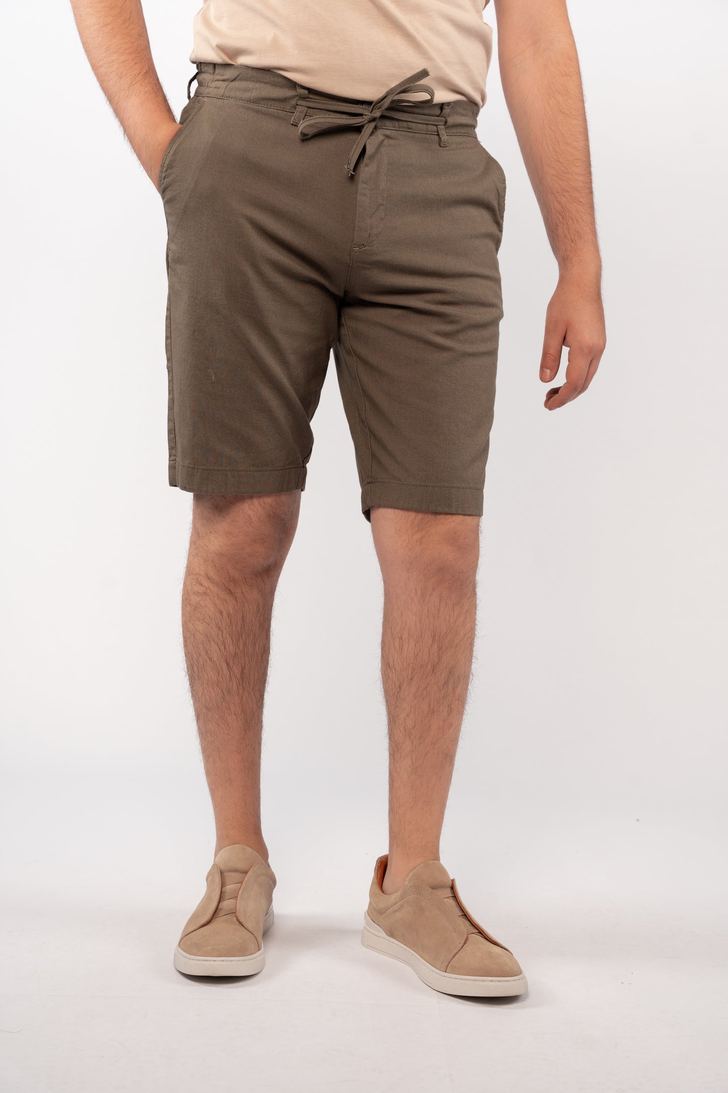 OLIVE LINEN SHORT