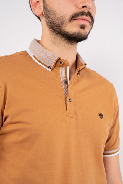 MUSTARD BUTTON COLLAR POLO