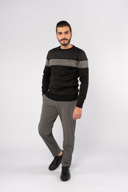 BLACK CASUAL KNITTED SWEATER