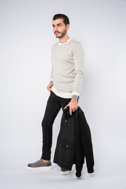 LIGHT GREY ROUNDNECK 2 LAYER