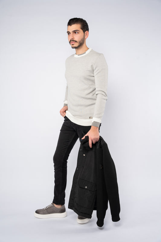 LIGHT GREY ROUNDNECK 2 LAYER
