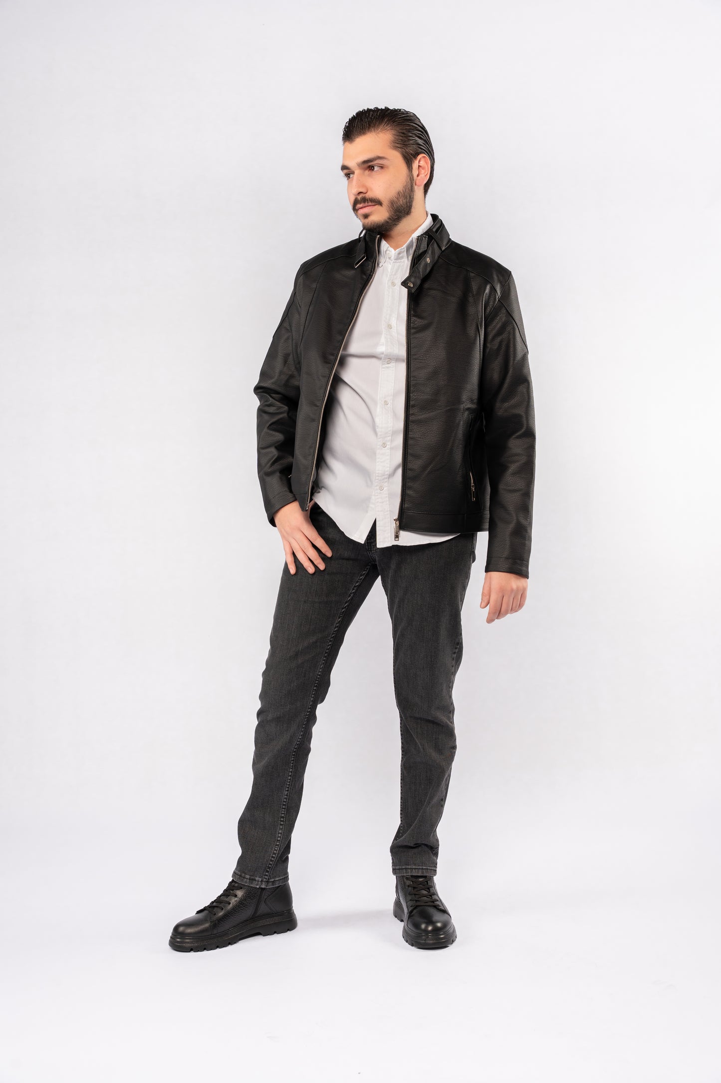 BLACK CASUAL LEATHER JACKET