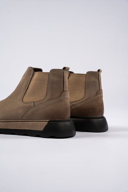 BEIGE CASUAL CHELSEA BOOTS