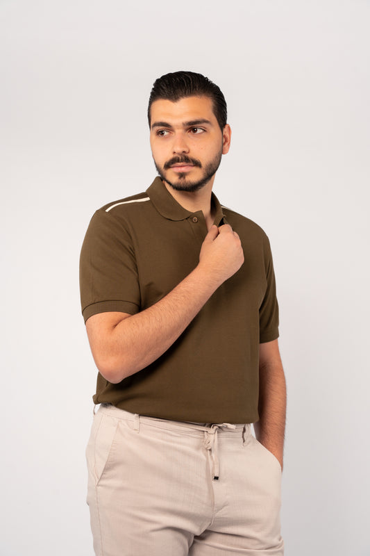 OLIVE CASUAL BUTTON POLO