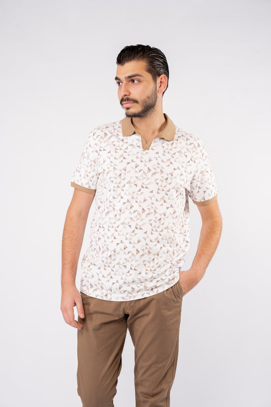 BEIGE GEOMETRICAL POLO