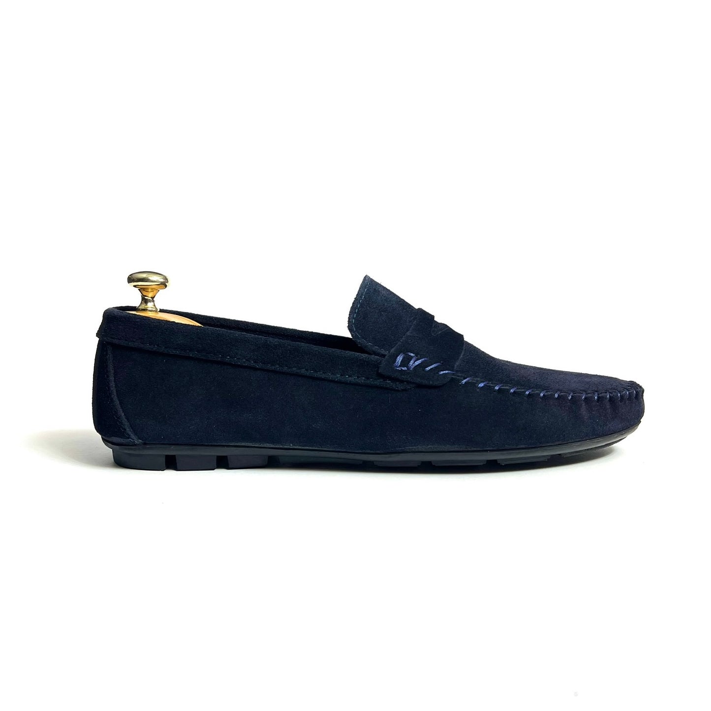 Navy Suede Penny Moccasin