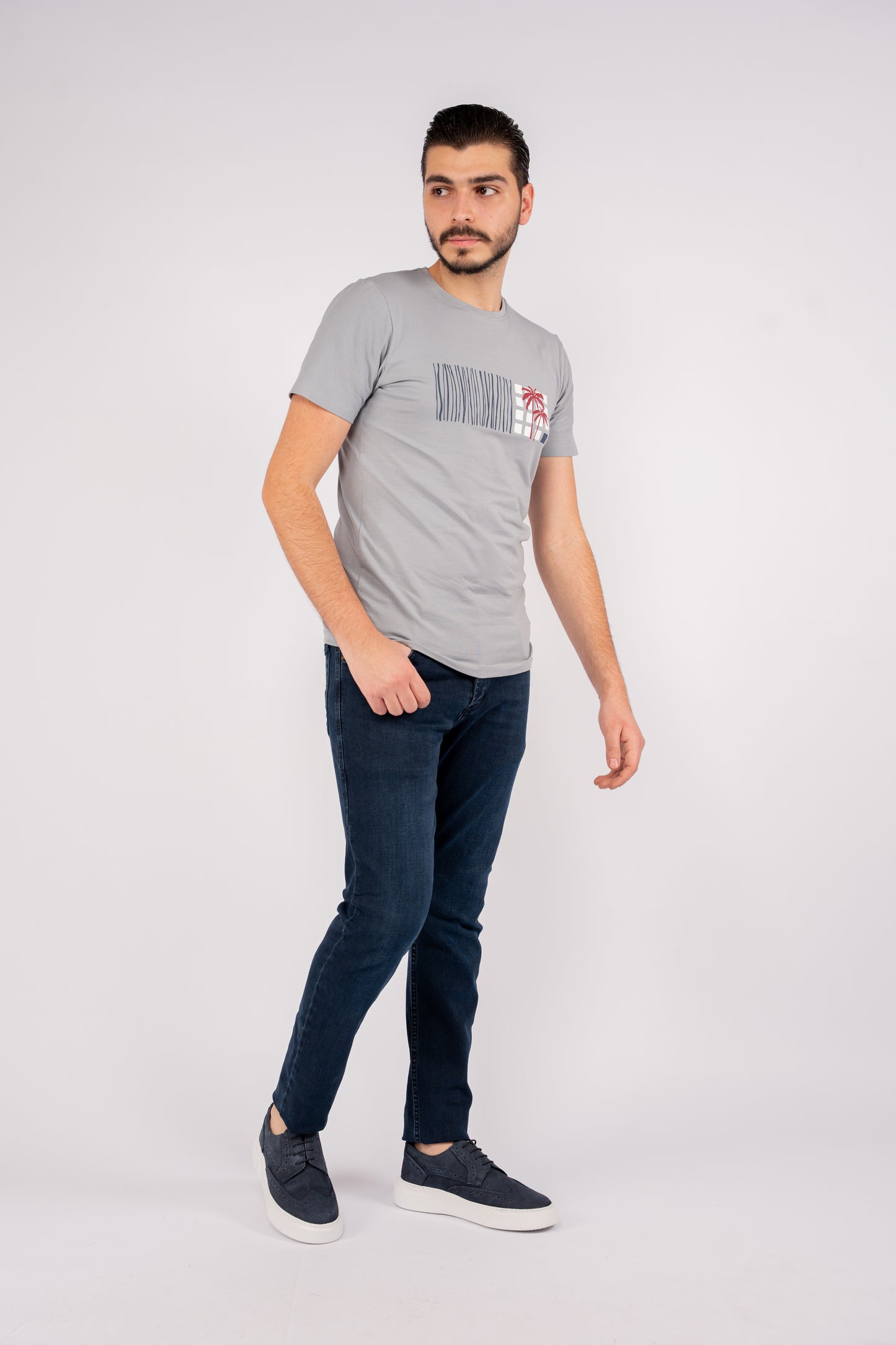 BLUE GREY PALMS TSHIRT