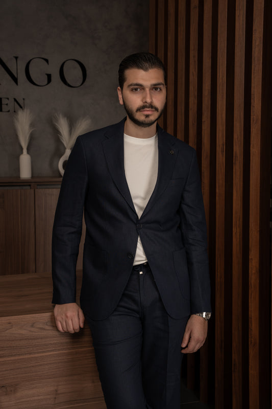 NAVY CASUAL LINEN SUIT