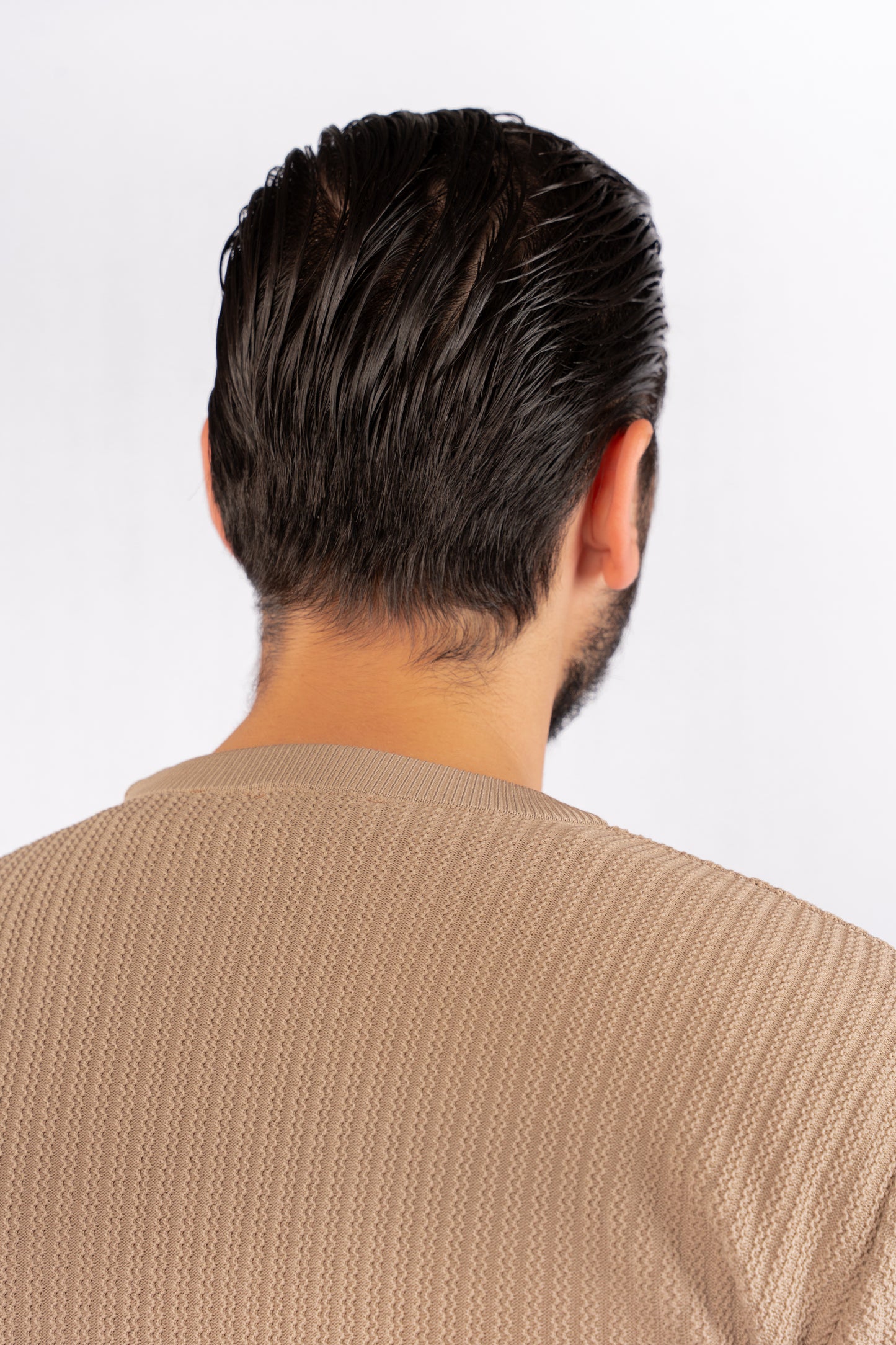 BEIGE TRICOT ROUNDNECK SWEATER