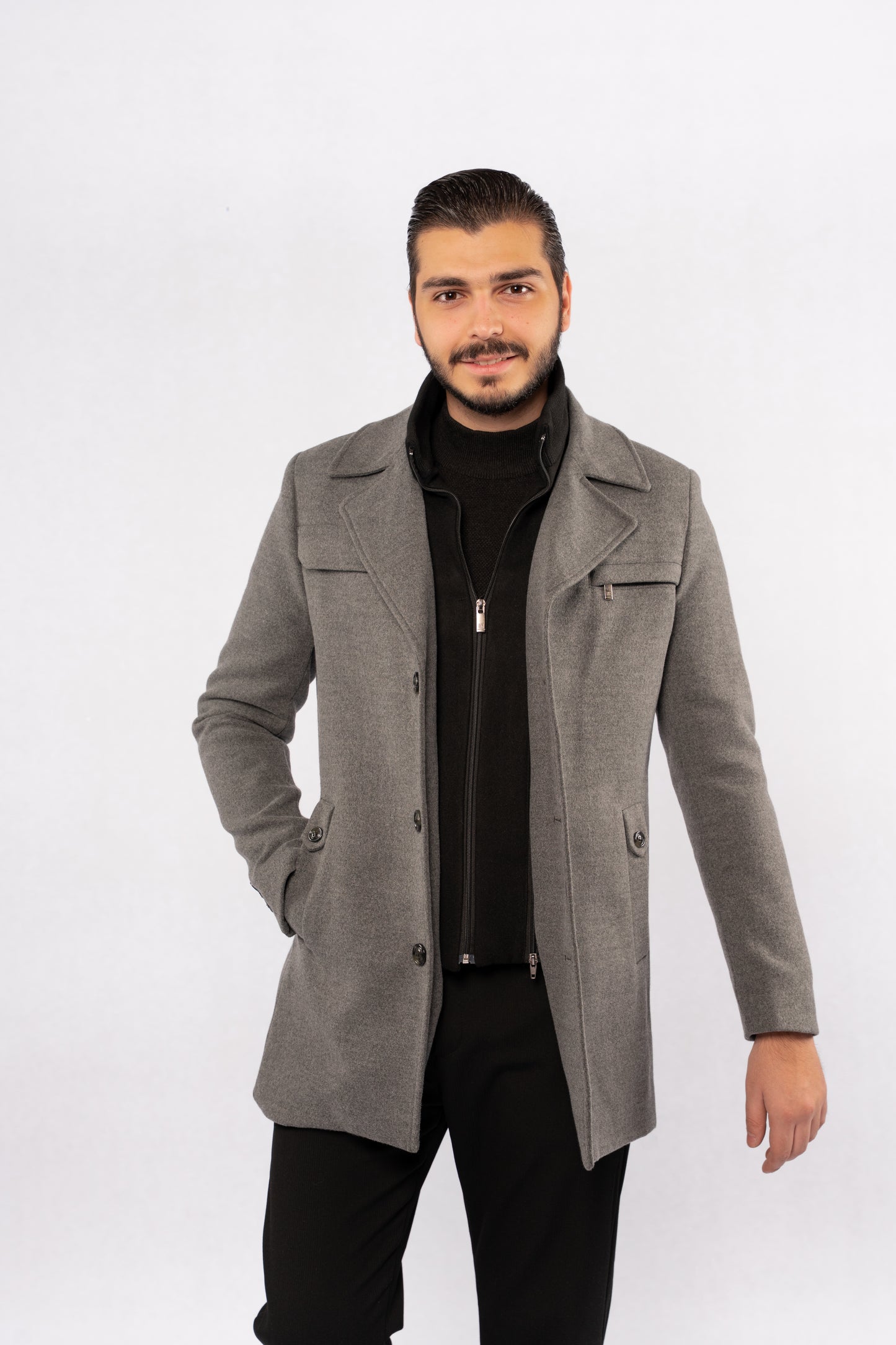 GREY TIMELESS WOOL COAT