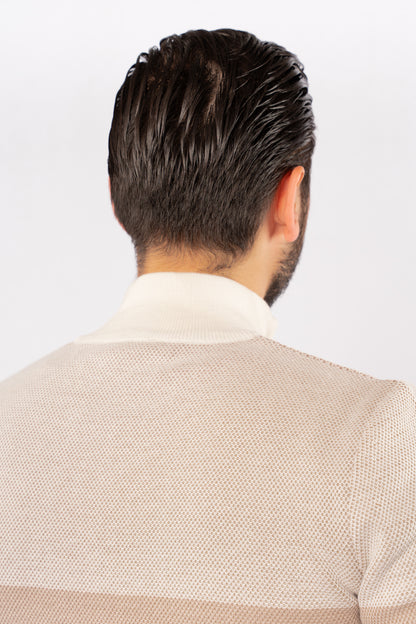 BEIGE CASUAL HIGHNECK ZIPPER