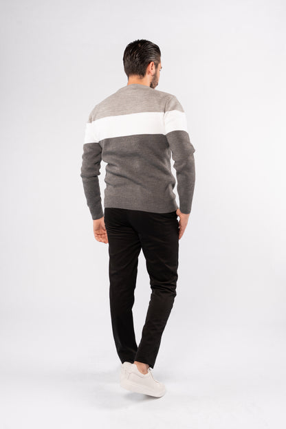GREY URBAN TRICOLOR SWEATER