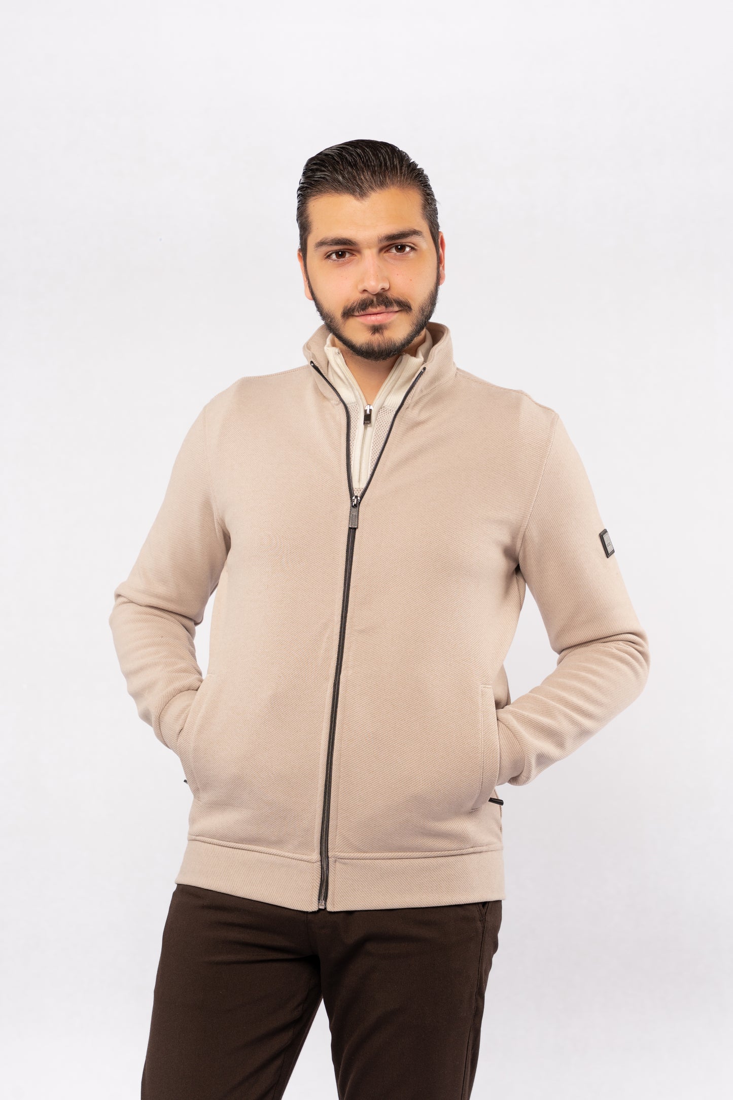 BEIGE SELANIK ZIPPER JACKET