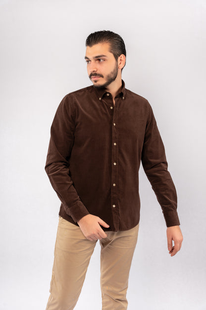 BROWN ELEGANCE VELVET SHIRT