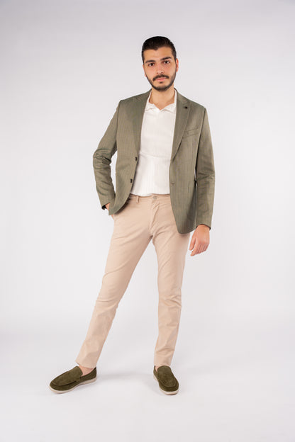 OLIVE ZIGZAG TEXTURE BLAZER