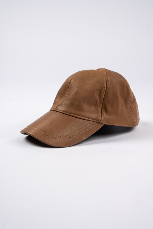 DARK BEIGE LEATHER CAP
