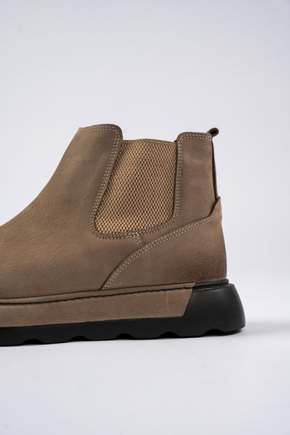 BEIGE CASUAL CHELSEA BOOTS