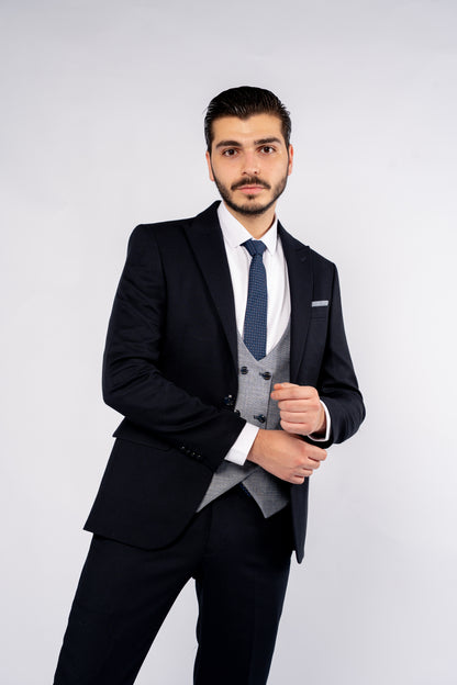 NAVY SUIT DOUBLE SIDED VEST