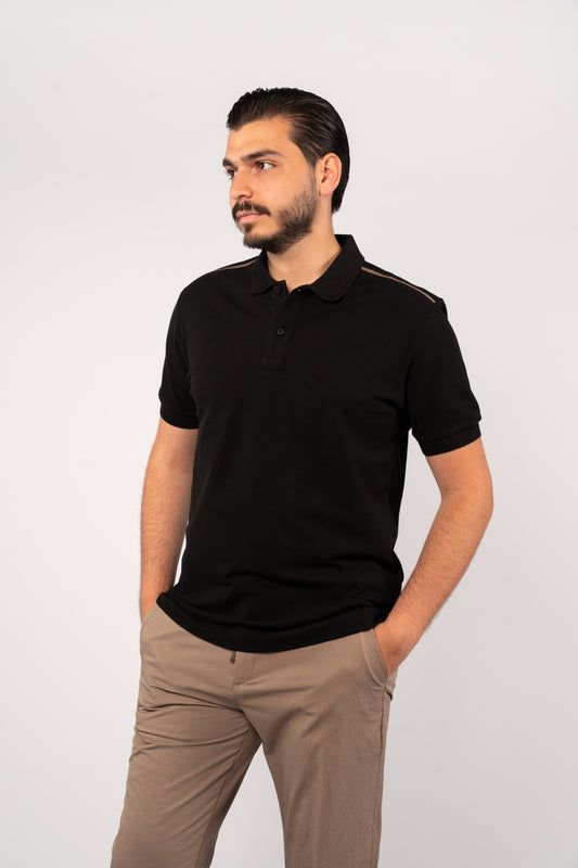 BLACK CASUAL BUTTON POLO