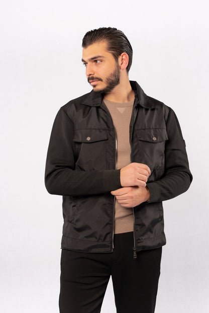 BLACK CASUAL QUILTED JACKET