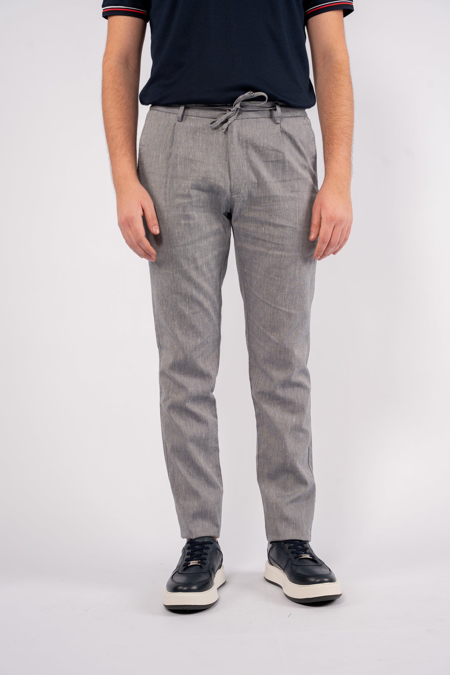 NAVY SEMI LINEN TROUSERS