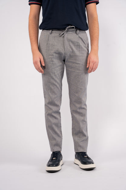 NAVY SEMI LINEN TROUSERS