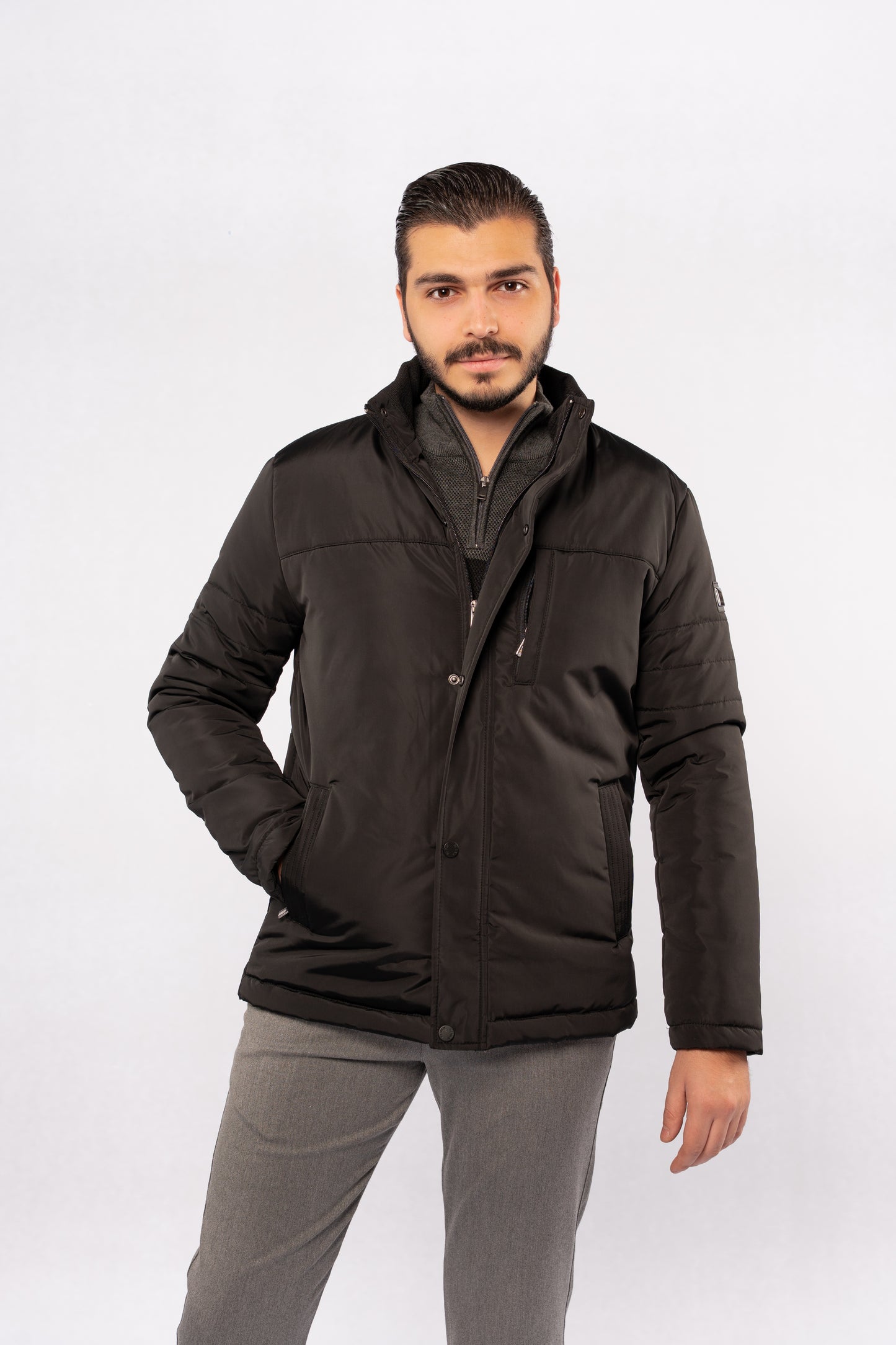 BLACK QUILTED JACKET