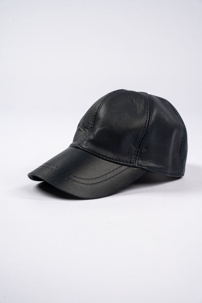 NAVY LEATHER CAP