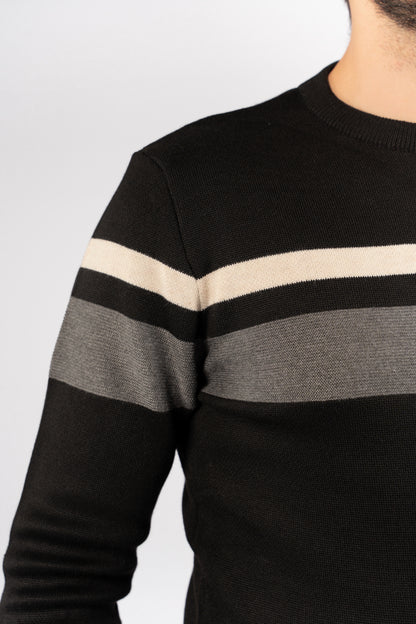 BLACK DOUBLE LINE SWEATER