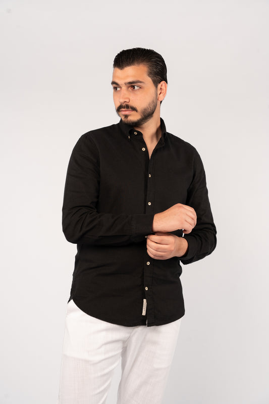 BLACK LINEN SHIRT